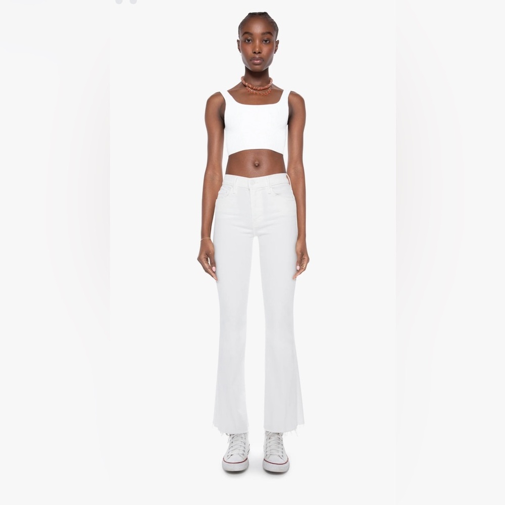 MOTHER Denim  The Insider Step Fray White size 26